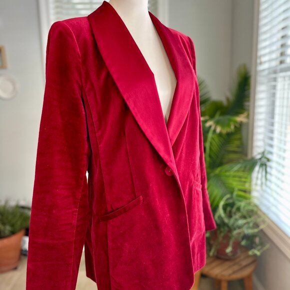 Stunning Red Velvet & Satin Cabi Ford Tuxedo Blazer Style 4623 Sz L - Picture 2 of 16